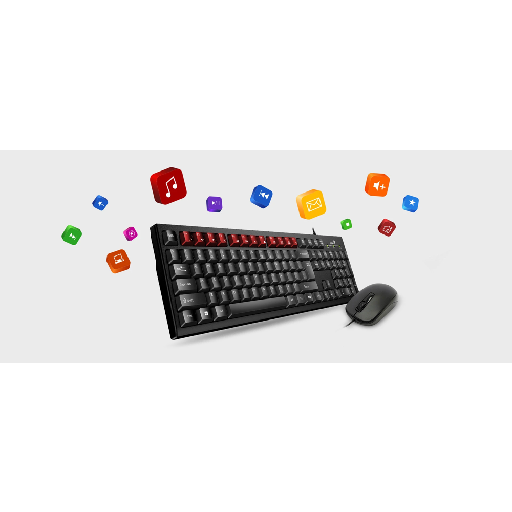Genius, KM-100SE, Wired Keyboard and Mouse Combo (Black)