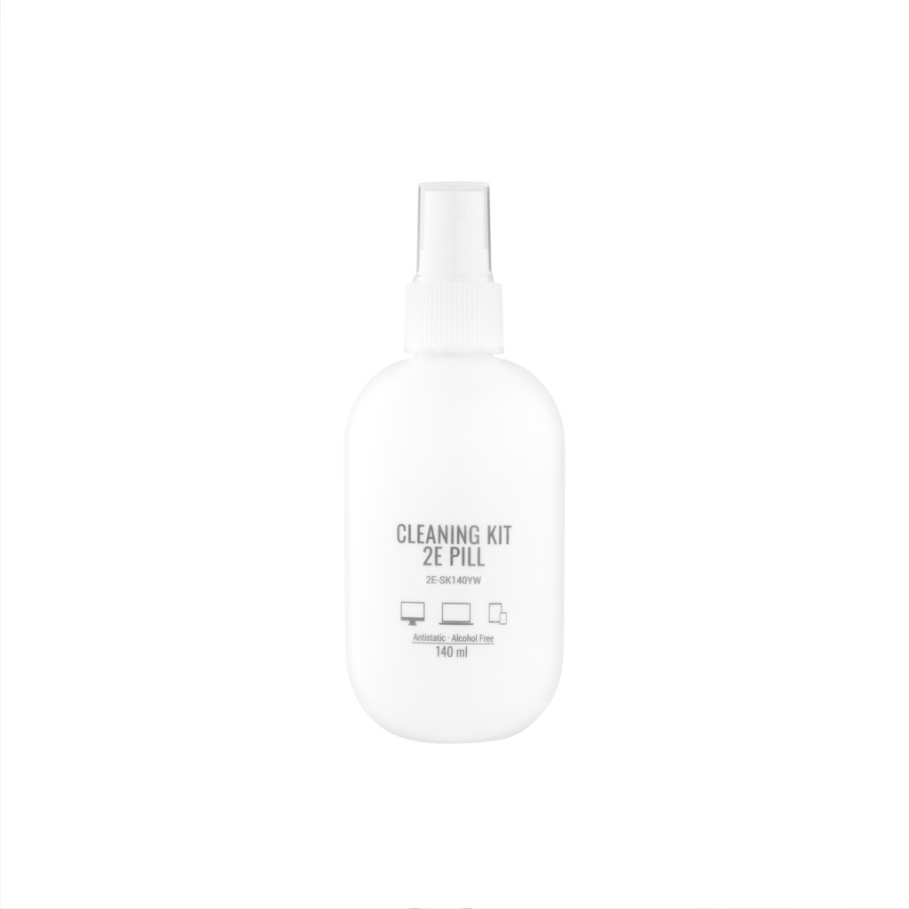 2E Cleaning kit PILL for office equipment (liquid 140ml, whipe 20cm), white-yellow 2E-SK140YW