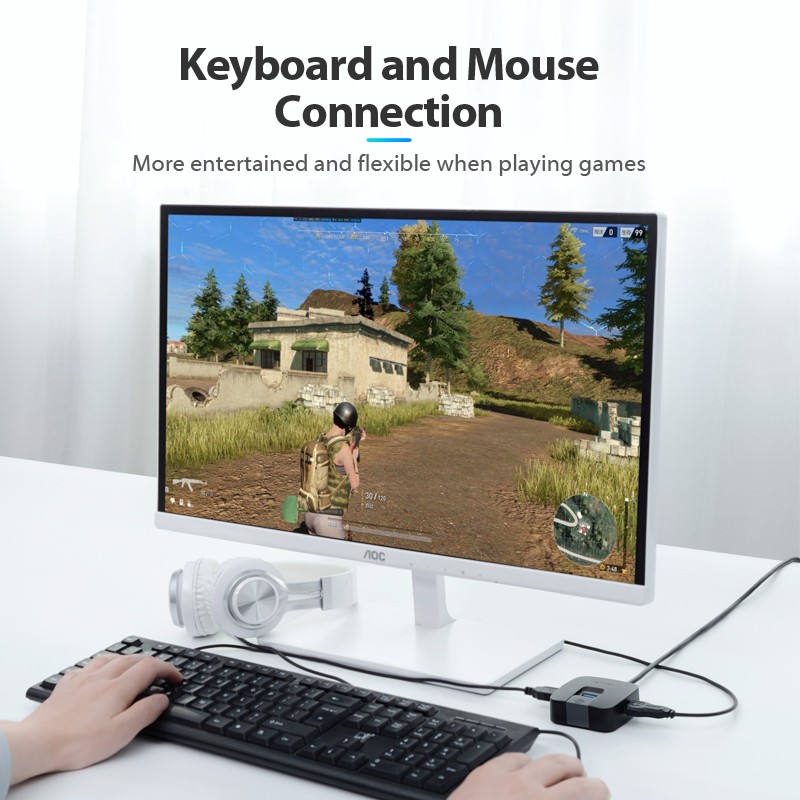 VENTION CHABB Single Port USB3.0 / 3 Ports USB 2.0 HUB 0.15M Black