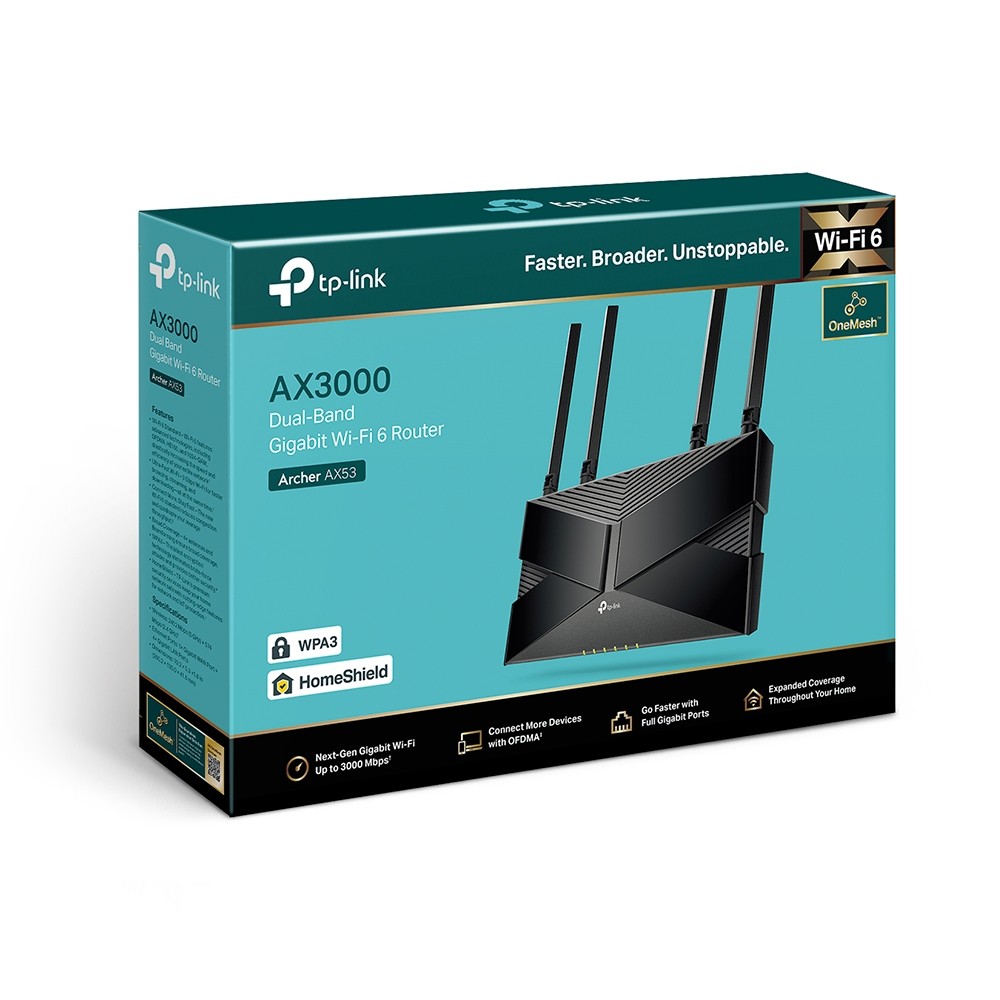 TP-Link Archer AX53, TP-Link, AX3000 Wi-Fi 6 Router Dual-Band,5 GHz: 2402 Mbps