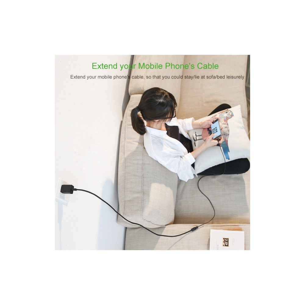 Ugreen US129 USB 3.0 A male to female flat cable Black 1.5M Extension Cable 30126