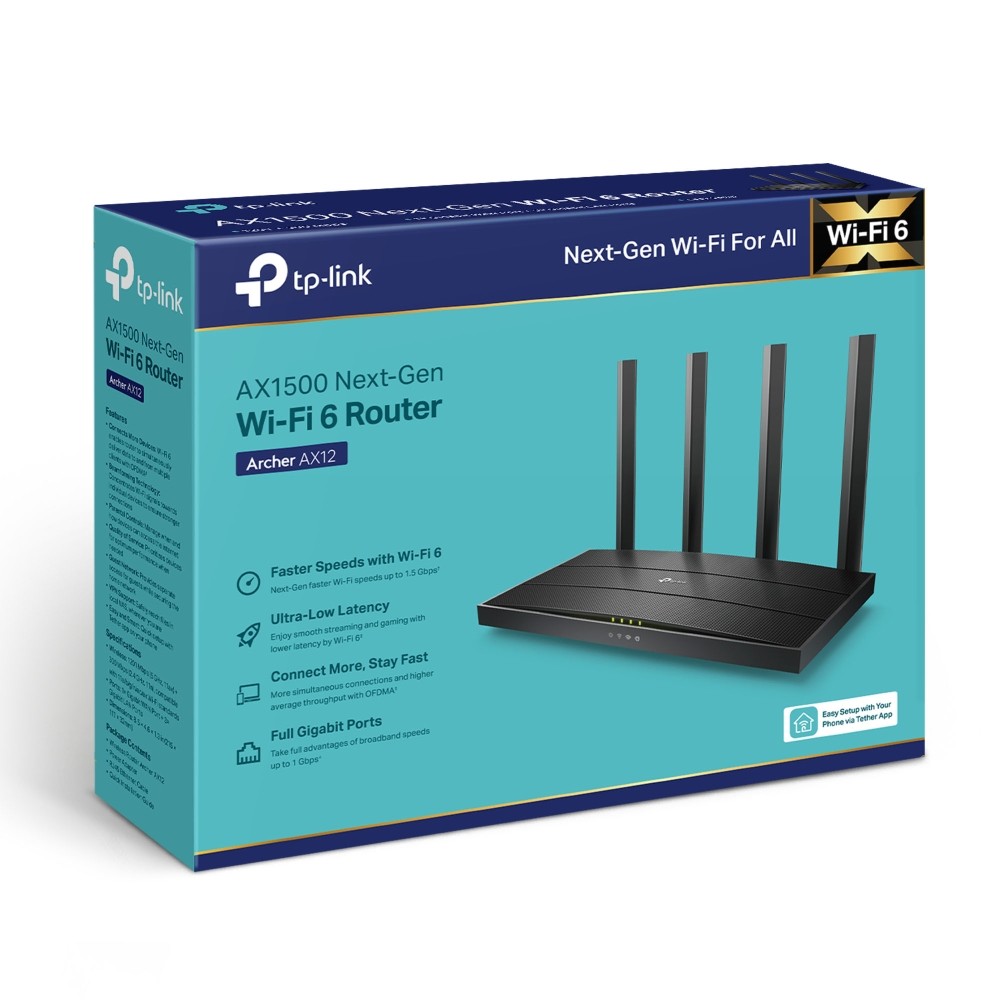 TP-Link Archer AX12, TP-Link, AX1500 Gigabit Wi-Fi 6 Router Dual-Band
